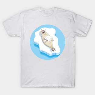 Cute seals family cartoon character design. vector Illustration. T-Shirt